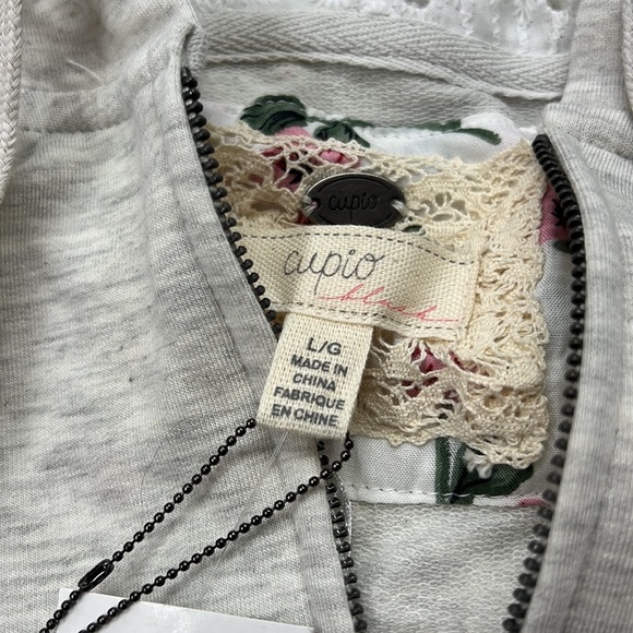Sz L Cupio Blusg Zip up Light Jacket NWT Spring Fling Light Gray - Picture 5 of 6